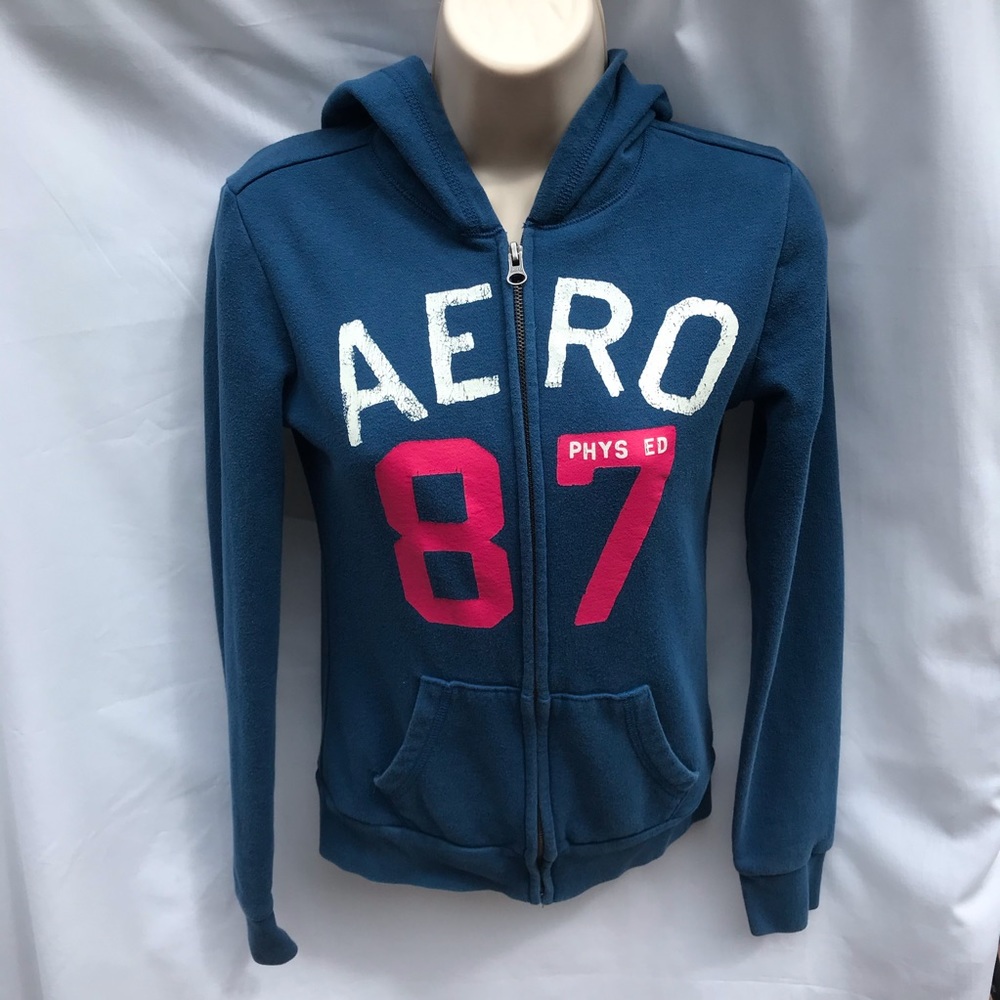 Blue Aeropostale Zip Up Jacket with Hood - Aero 87